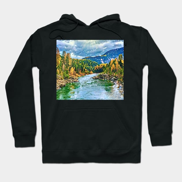 By The River Side (River In The Woods) Hoodie by Unique Designs